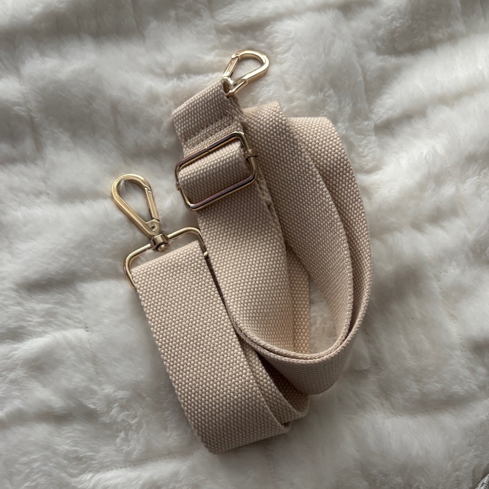 Beige Adjustable Bag Strap with Gold Hardware - Picture 3 of 4